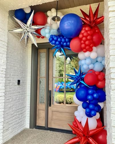 Red White Blue Balloon Arch Kit - 140 Pcs for 4th of July Parties