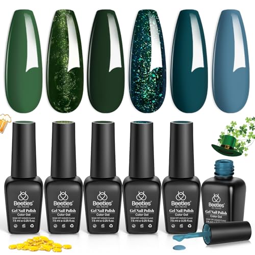 Beetles Green Gel Nail Polish Set - 6 Colors for Home Manicure