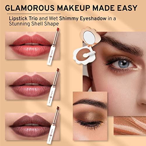 Shell Makeup Kit for Teens - All-in-One CoralBeau Makeup Gift Set with BB Cream, Eyeshadow Palette, Lipsticks & Accessories