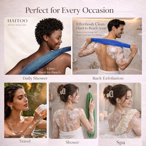 African Net Sponge 4-Pack, Exfoliating Bath Washcloth for Body & Back