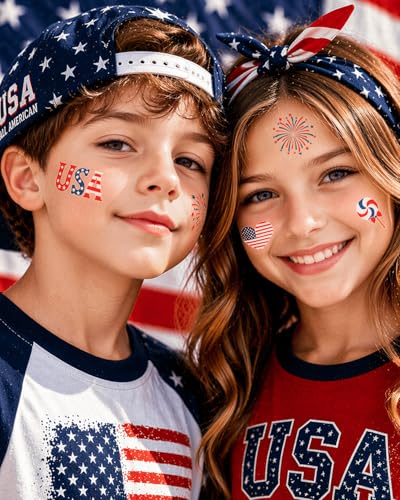 4th of July Temporary Tattoos for Kids - 108 Patriotic Designs