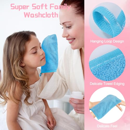 PHOGARY 10-Pack Microfiber Bath Mitts - Reusable European Style Washcloths, 6x8 Inches, Colorful & Soft for Sensitive Skin