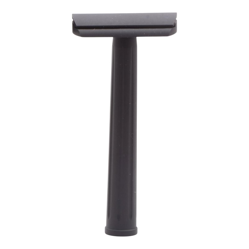 Rex Supply Co. Page Three Piece Double Edge Safety Razor – Jet Black Aluminum Finish, Lightweight CNC-Milled Razor for Men, Travel-Friendly Shaving Tool Compatible with All DE Blades