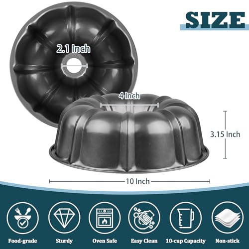 P&P CHEF 10-Inch Non-Stick Fluted Cake Pan - Heavy Duty & Durable