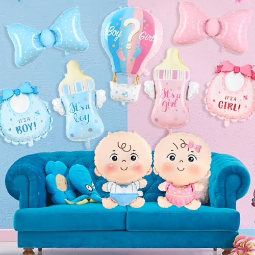 Gender Reveal Balloon Decoration Set - 9 Pcs with Boy & Girl Balloons