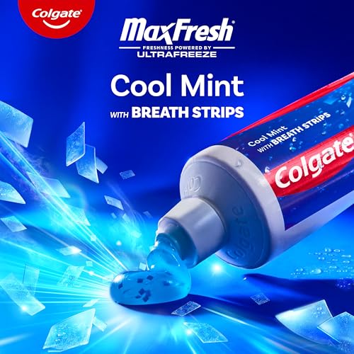 Colgate MaxFresh Fluoride Toothpaste, Cool Mint, 4 Pack, 6.3 oz Tubes