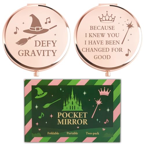 2-Piece Witch Pocket Mirror Set - Rose Gold Compact Makeup Mirror
