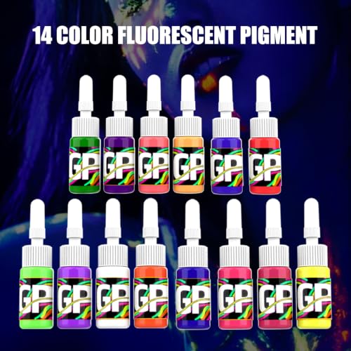 Gold Plume YGMS-14 Tattoo Ink Set - 14 Colors, 0.17oz Bottles for Artists