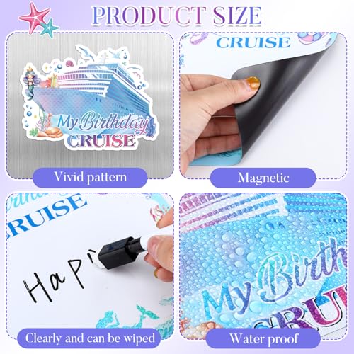 Mermaid Birthday Cruise Door Magnets Set - 18 Ocean-Themed Decor