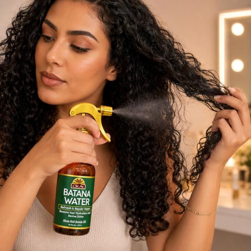 OKAY Batana Hydrating Hair Water Spray 8 oz ? Curl Refresher & Moisturizing Hair Mist with Batana Oil, Sea Algae & Proteins ? Lightweight Anti-Frizz Hydration for Curly, Wavy & Natural Hair