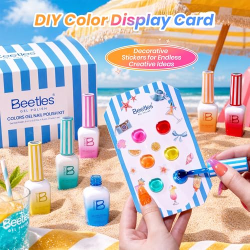 Beetles Sunstripe Neon Gel Nail Polish Set - 6 Vibrant Jelly Colors, 9ML