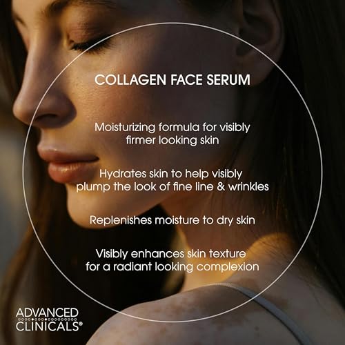 Advanced Clinicals Collagen Serum - Anti-Aging Face Serum with Hyaluronic Acid, 1.75 Fl Oz