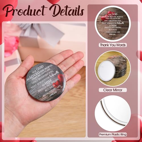 30 Pcs Christian Compact Mirrors with Bible Verses - Religious Gifts for Women