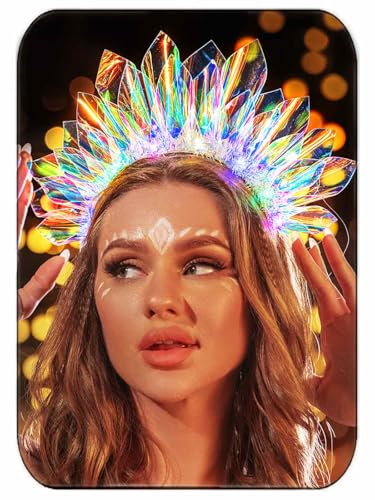 JONKY LED Light Up Crown Headband - Glow-in-the-Dark Party Hair Accessory
