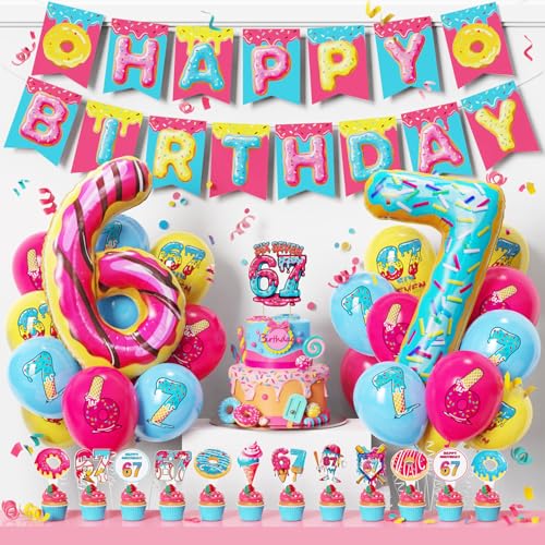 67th Birthday Party Balloons Set - Foil & Latex Decorations