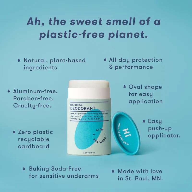 HiBAR Sensitive Deodorant - Plastic-Free & Aluminum-Free - Vegan