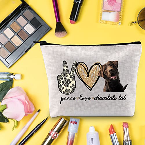 LEVLO Dog Lover Cosmetic Bag - Canvas Makeup Pouch for Travel & Toiletries