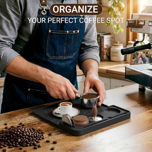 Silicone Espresso Tamping Mat - Non-Slip Coffee Tamper Station, 10" x 9.5"