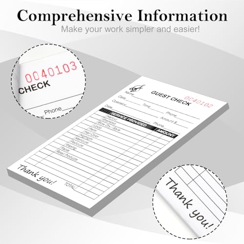 6 Pack Salon Check Pads - Guest Checks Books for Beauty Services