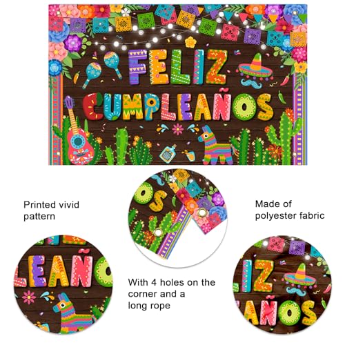 Feliz Cumpleaños Banner Backdrop - Mexican Birthday Party Decor