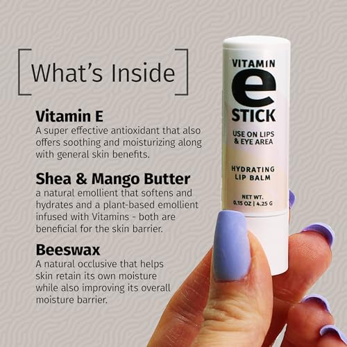 Reviva Labs Vitamin E Lip Balm Stick - Hydrating & Soothing Care, 3 Pack