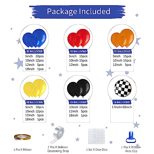 Race Car Balloon Garland Kit - 153 Pcs Party Supplies for Kids