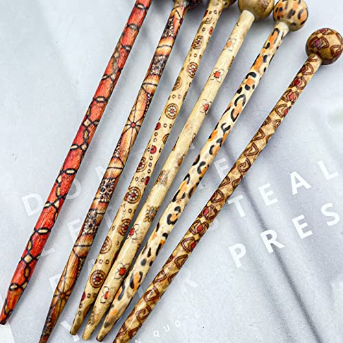 24 Pcs Boho Vintage Wooden Hair Sticks for Women - Japanese & Chinese Hairpins, Retro Hair Forks & Bun Holders