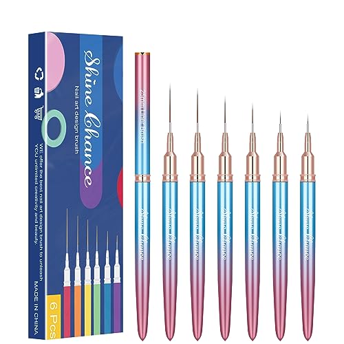 Professional Nail Art Liner Brush Set - 6 Pcs for Fine Detailing