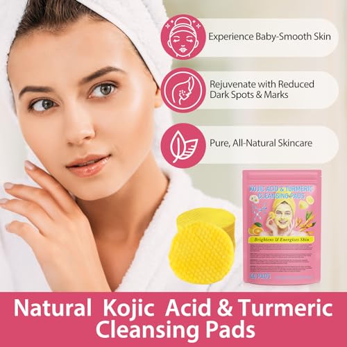 Turmeric Kojic Acid Cleansing Pads - 80 PCS Exfoliating, Deep Clean