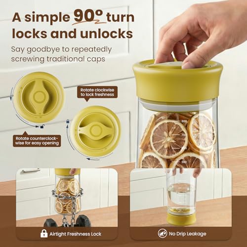Airtight Glass Storage Jar 27 oz with Easy Open Lid for Food