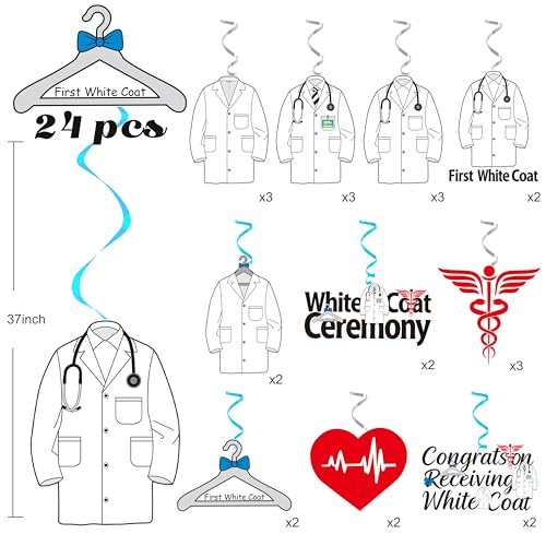 24pcs Medical Graduation Party Hanging Swirls - White Coat Decor