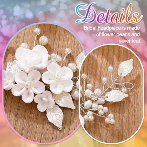 Silver Pearl Flower Bridal Hair Vine for Wedding and Prom