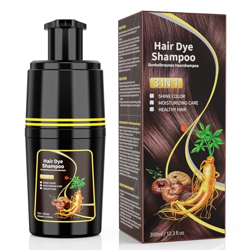 Dark Brown Hair Dye Shampoo 3-in-1 Color & Grey Coverage for Men & Women