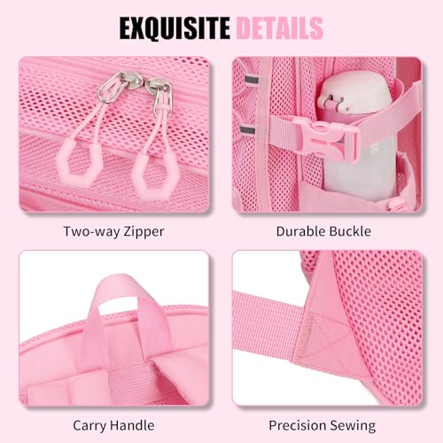 Lightweight See-Through Mesh Backpack for School & Beach - Pink