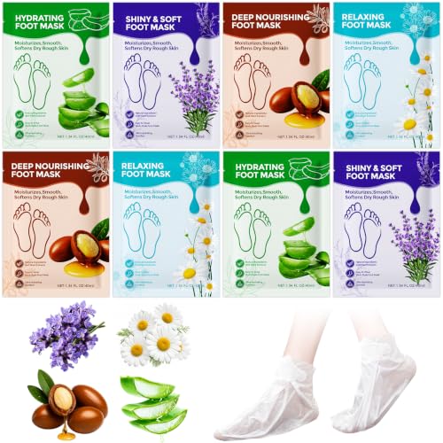QUNGCO Moisturizing Foot Mask Socks – 8 Pack Hydrating Treatment for Dry Feet