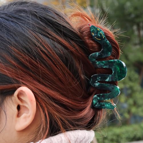 Green Snake Acetate Hair Claw Clip for Women Girls Personalised Gift
