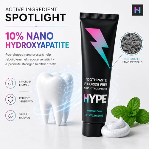 HYPE Nano Hydroxyapatite Toothpaste 10% - Fluoride Free, 3.5oz | Whitening & Enamel Repair for Sensitive Teeth