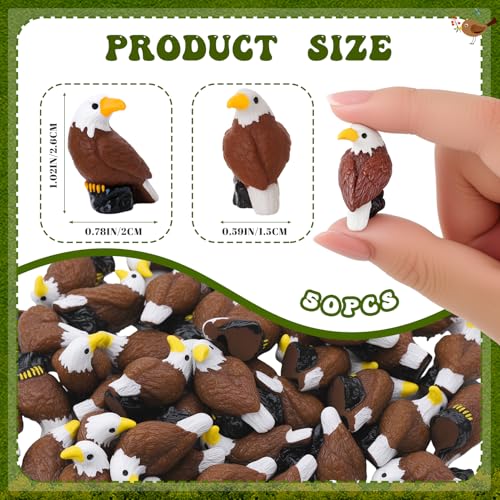 50 Mini Resin Bald Eagle Figurines for Garden & Decor
