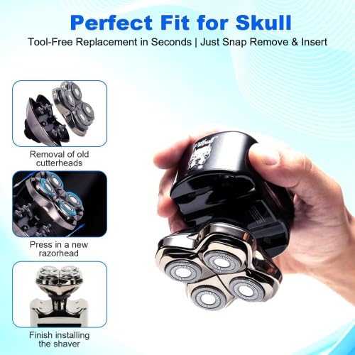 2-Pack Replacement Heads for Skull Pitbull Series Gold PRO Shavers