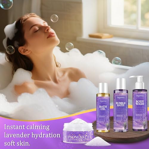 7-Piece Lavender Spa Gift Set for Women - Relaxation & Self Care Bath Kit
