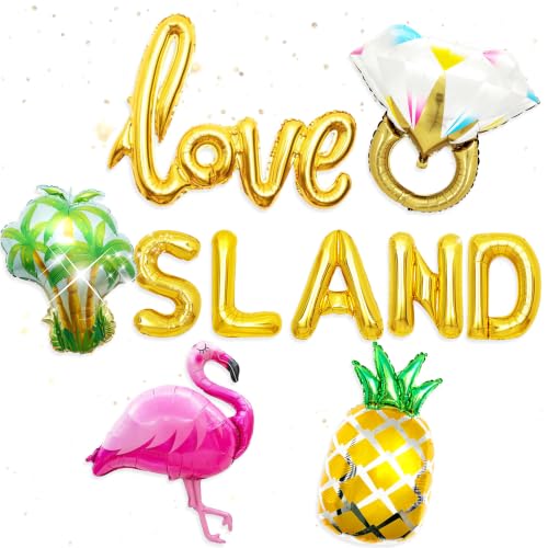 Tropical Island Bachelorette Balloons Set - Flamingo, Pineapple & Ring