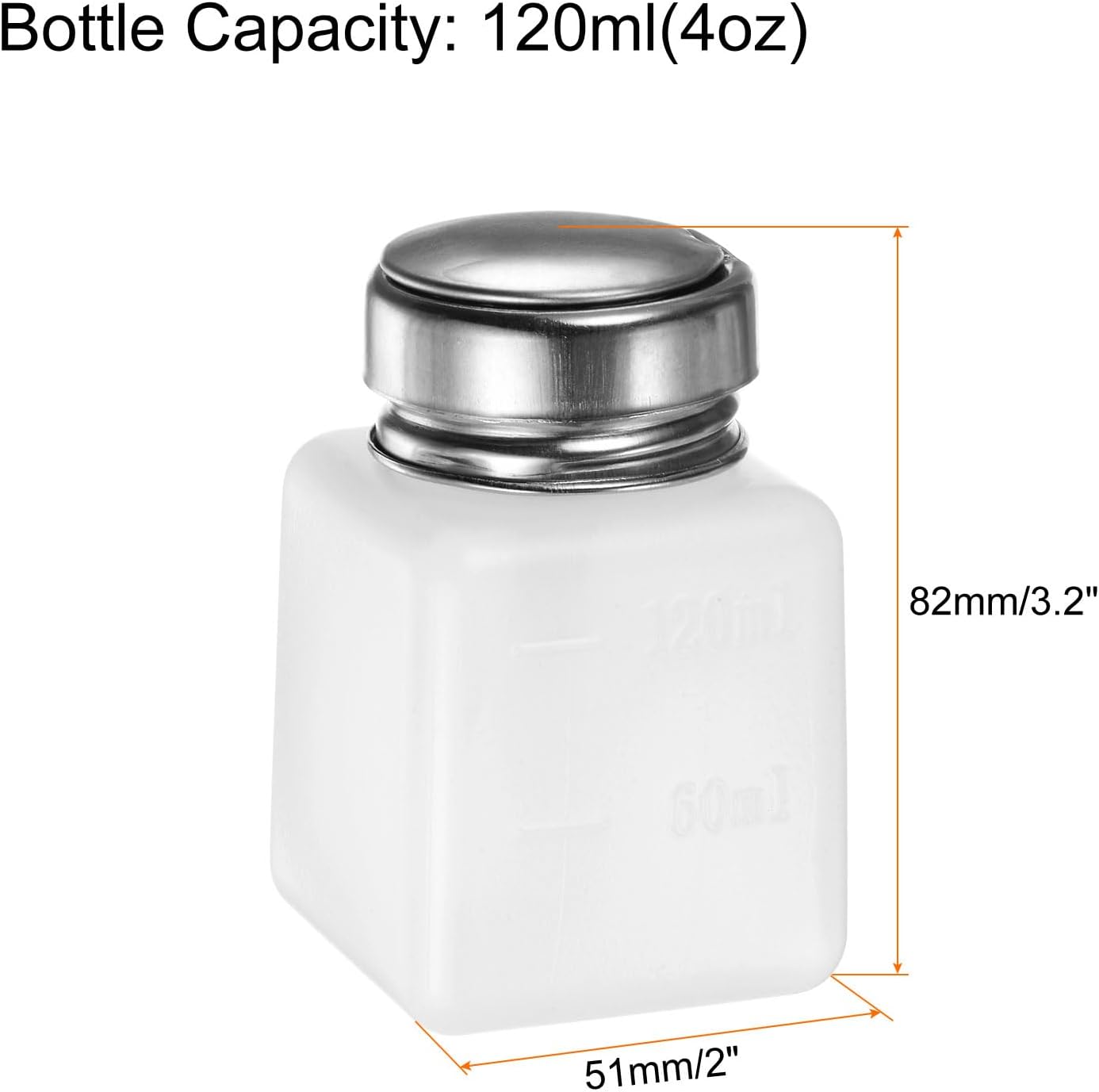 Harfington 3pcs Alcohol Dispenser Pump Bottles - 120ml Push Down with Stainless Steel Lid | White