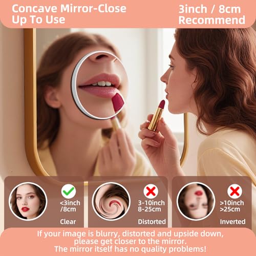 Suupvaor 40X Magnifying Travel Mirror 4.5 Inch with Suction Cups - White, Ultra-Thin 0.38 Inch, Lightweight Makeup Mirror with Tweezers Set