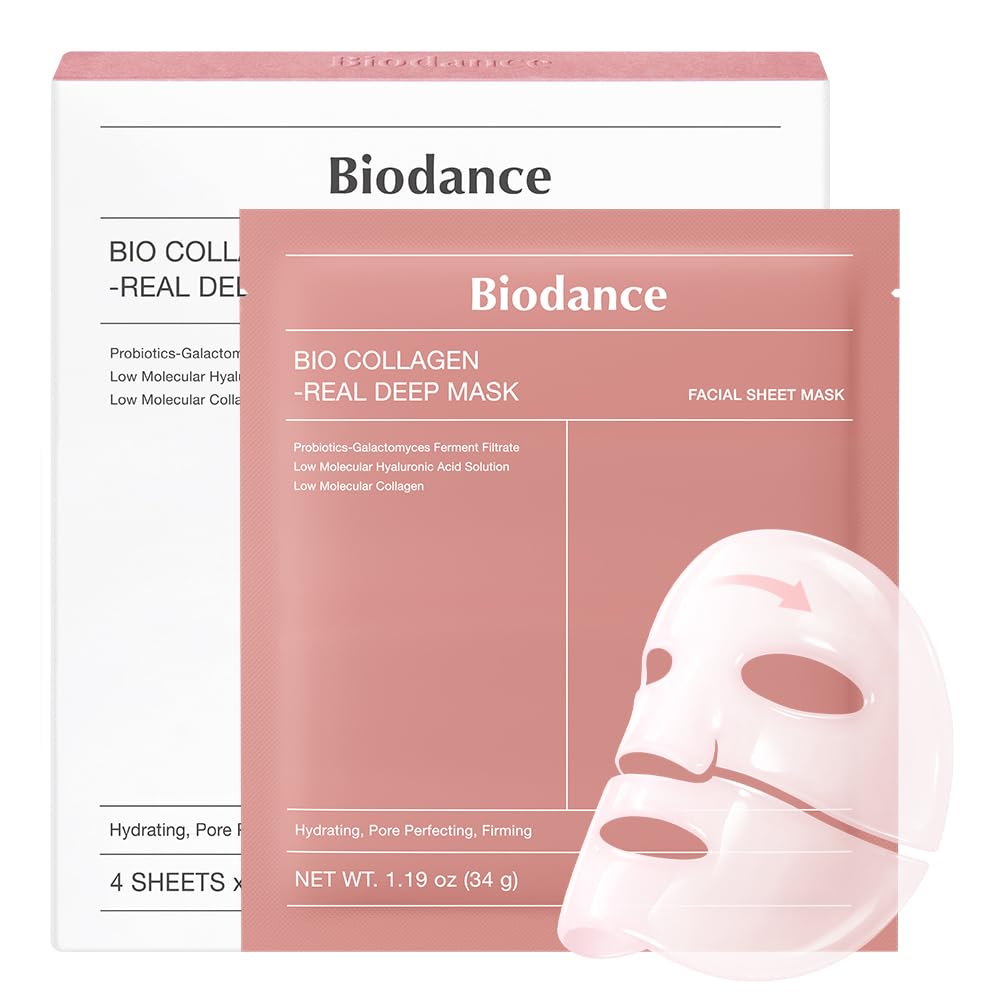 Bio-Collagen Deep Hydrating Hydrogel Face Mask - Pore Minimizing & Plumping | 1.19oz (34g) x 4 Pack