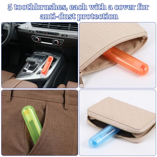 Travel Toothbrush Set of 5 - Portable Folding Toothbrushes