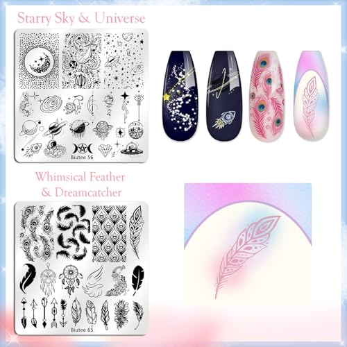 Biutee Nail Stamping Kit - 20 Pcs with Plates, Stamper & Scrapers