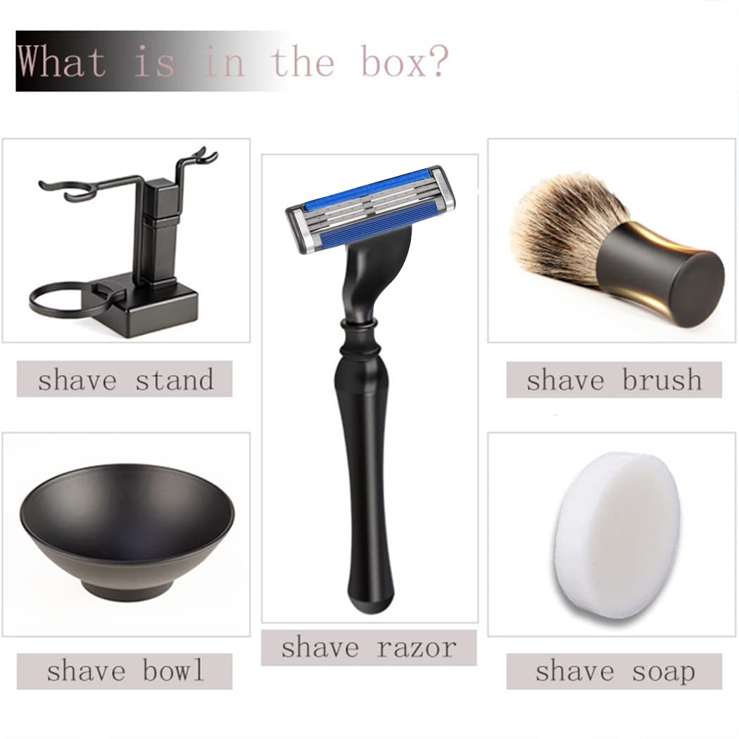 Grandslam Shaving Kit for Men, Safety Razor, Shaving Brush，Soap Cream and Stand, Stainless Steel Bowl Kit Gift Set