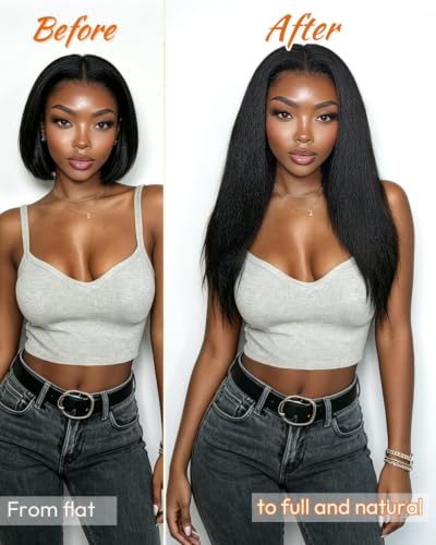 Sidaila 12 Inch Yaki Straight Clip-In Hair Extensions - 5PCS Double Weft