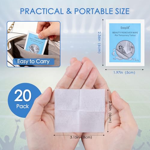 Achenyu Disposable Tattoo & Face Paint Removal Wipes 20 Pack S - Hygienic, Quick-Dry, Gentle