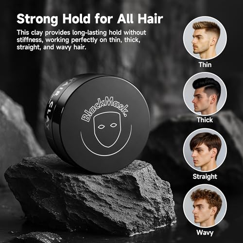 BlackMask Hair Clay for Men 3.5 oz - Strong Hold Matte Finish